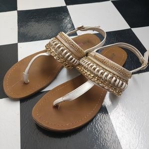 White & gold flat sandal
